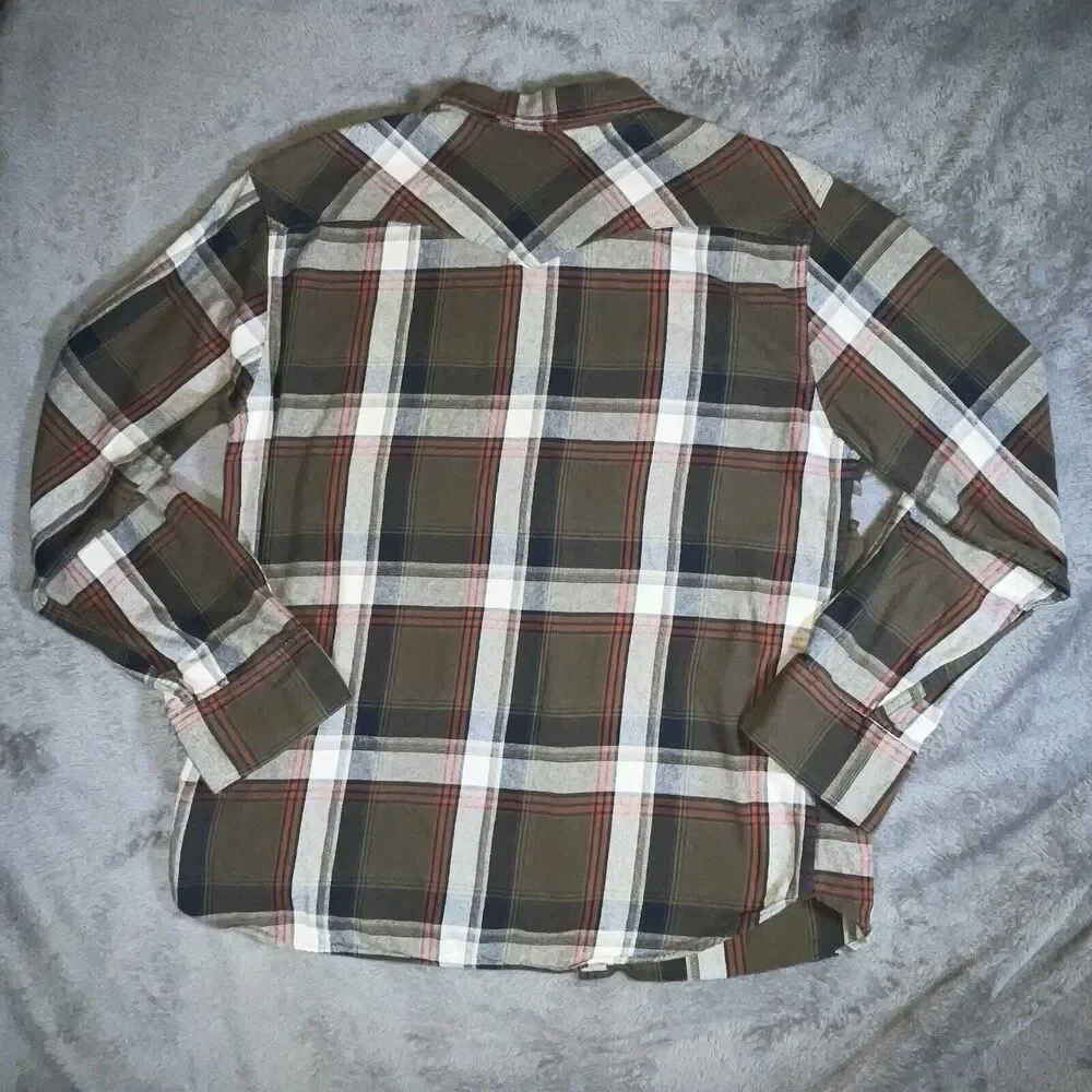 Levi’s Strauss & Co. Jeanswear Plaid Long Sleeve Shirt Mens XL OLIVE GREEN WHITE